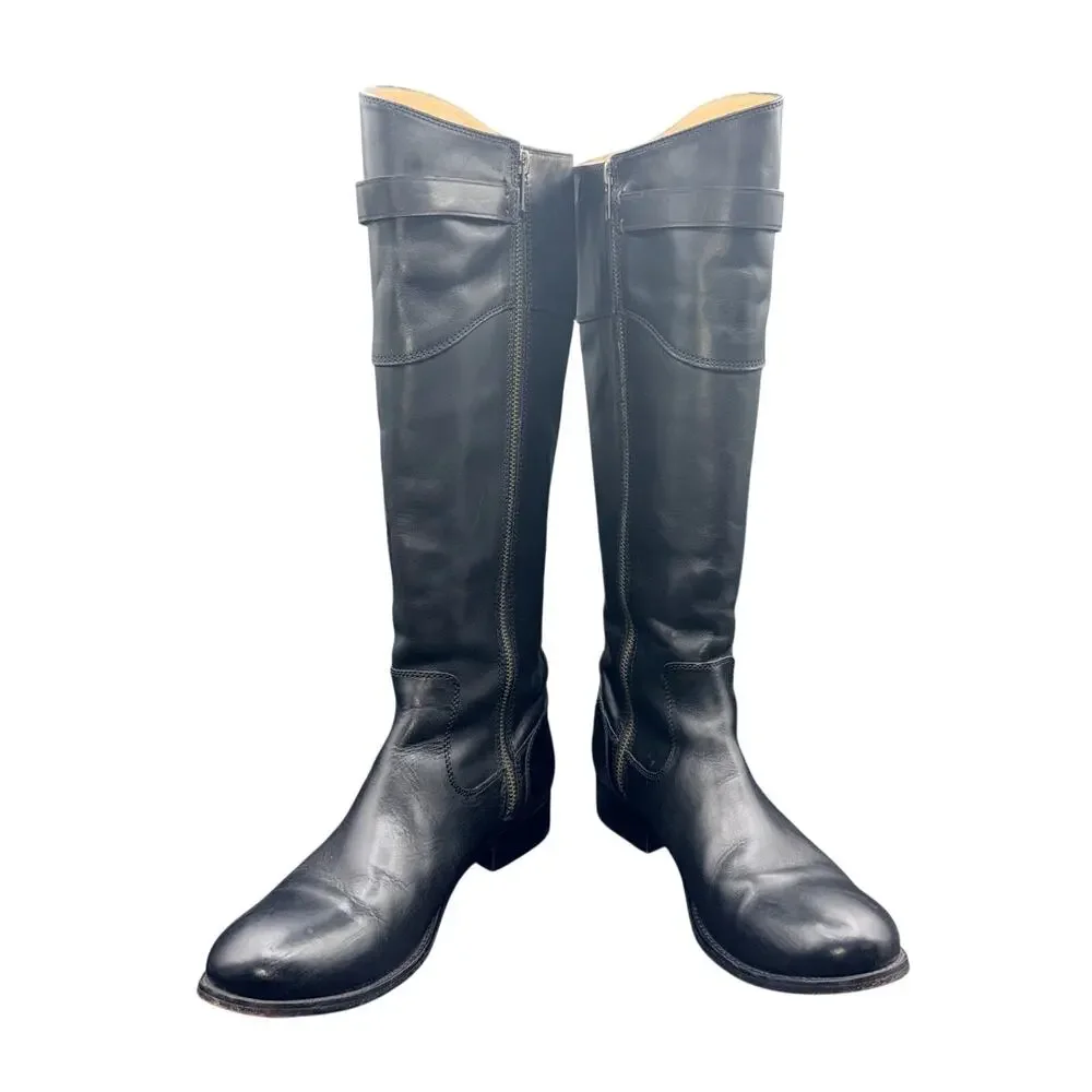 Frye Molly Button Tall Riding Boots Black Leather Women’s Size 10 B